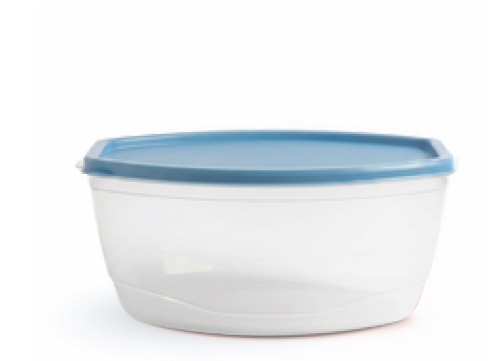 Pote redondo Easyplast transparente com tampa azul